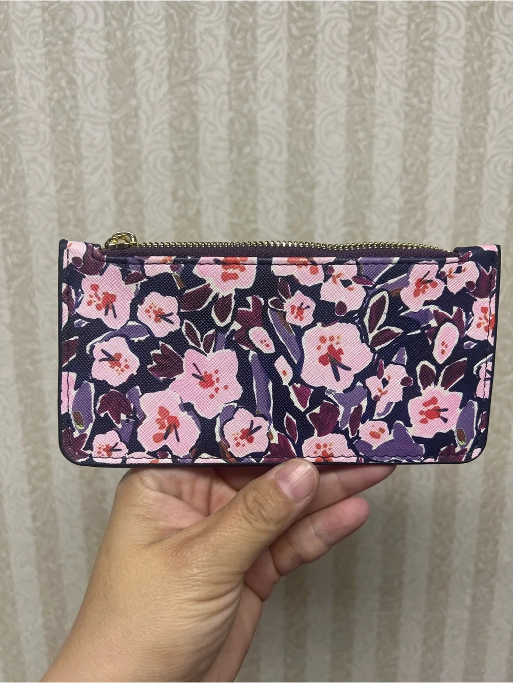Nanette Lepore Floral Zip Card Wallet in Pink and Purple